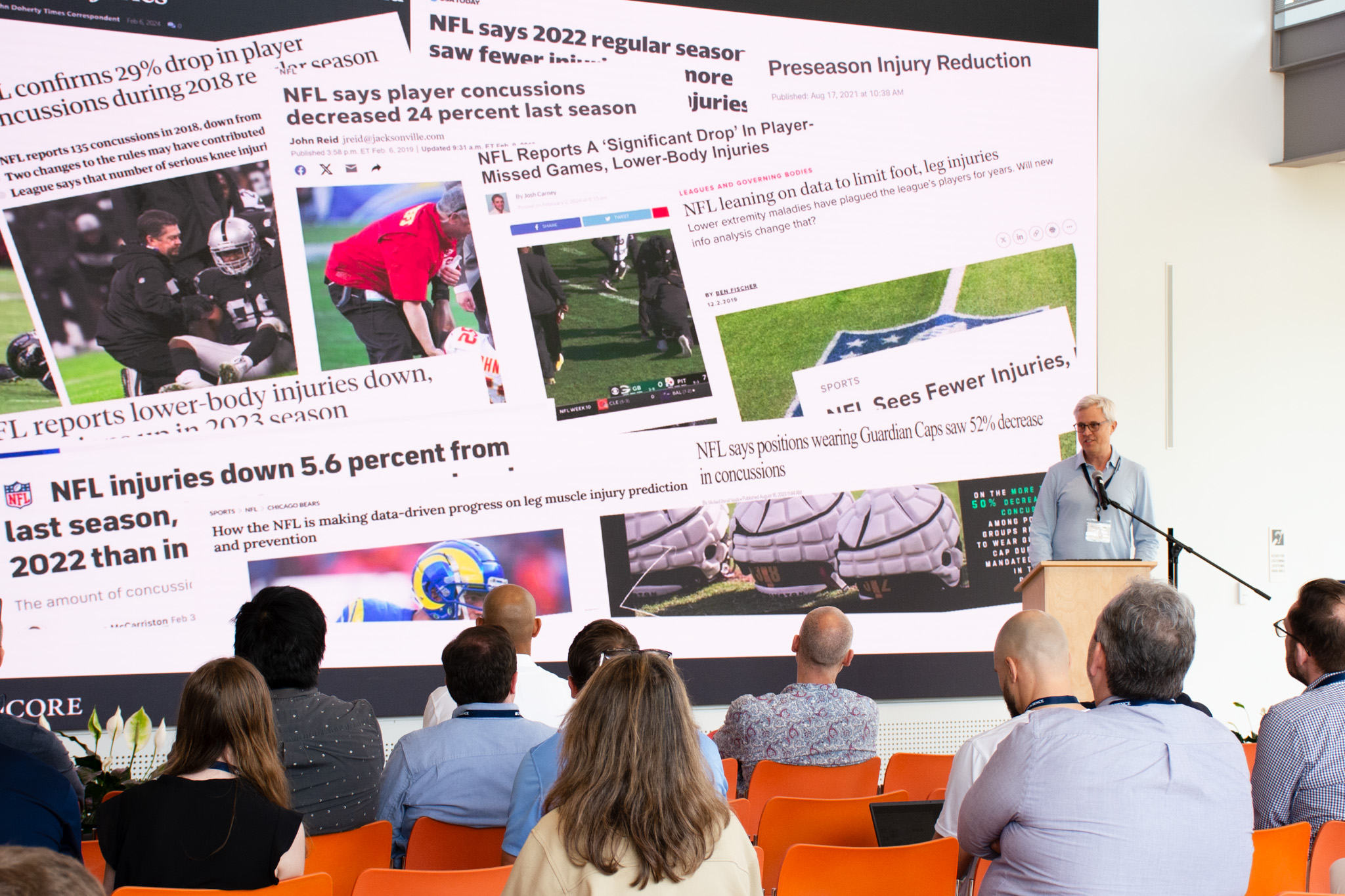 Photo of Hans Deutmeyer presenting at the Sports Summit.