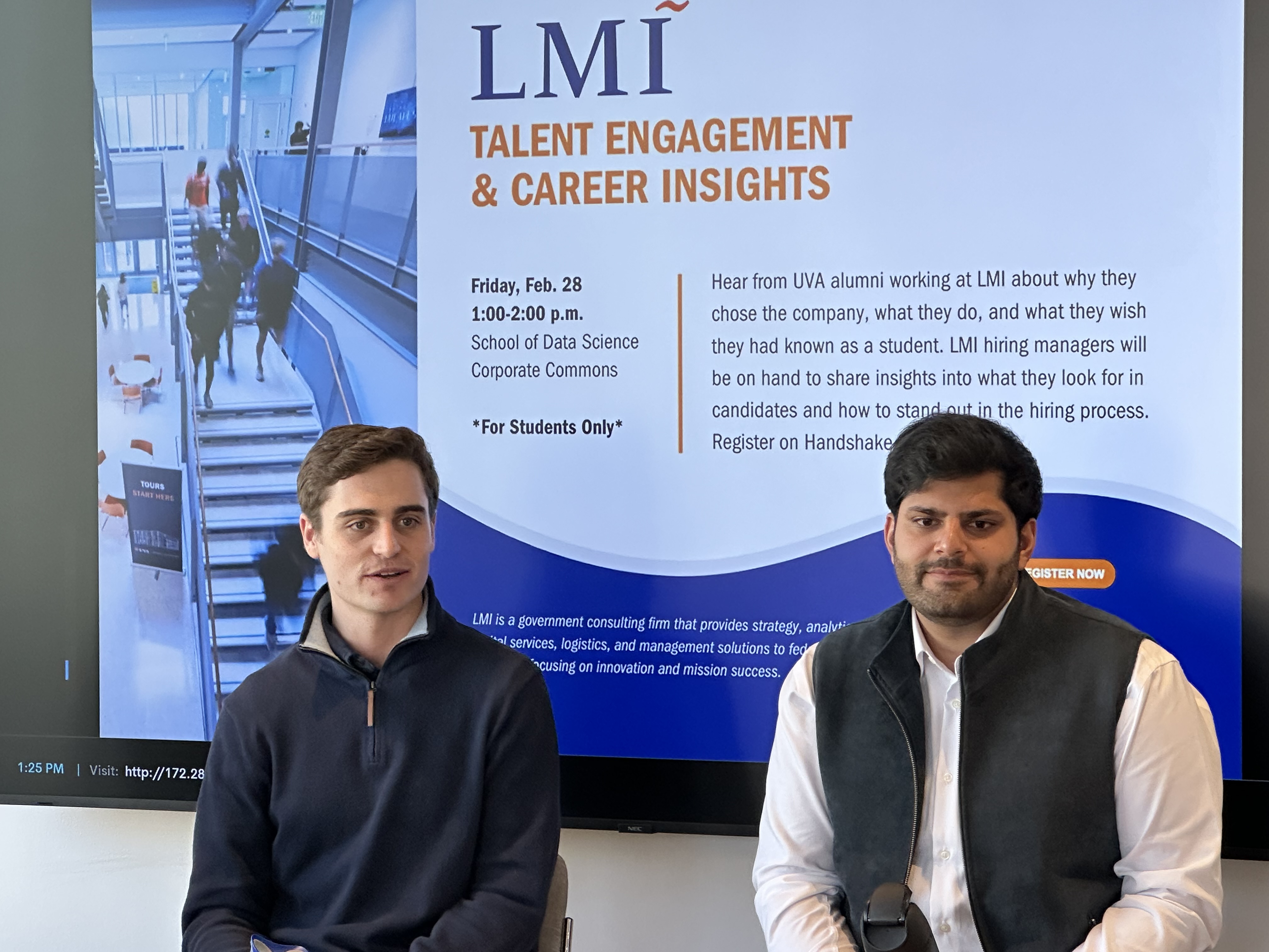 Photo of Josh Gen and Nadir Siddiqui speaking at LMI Day 2025.