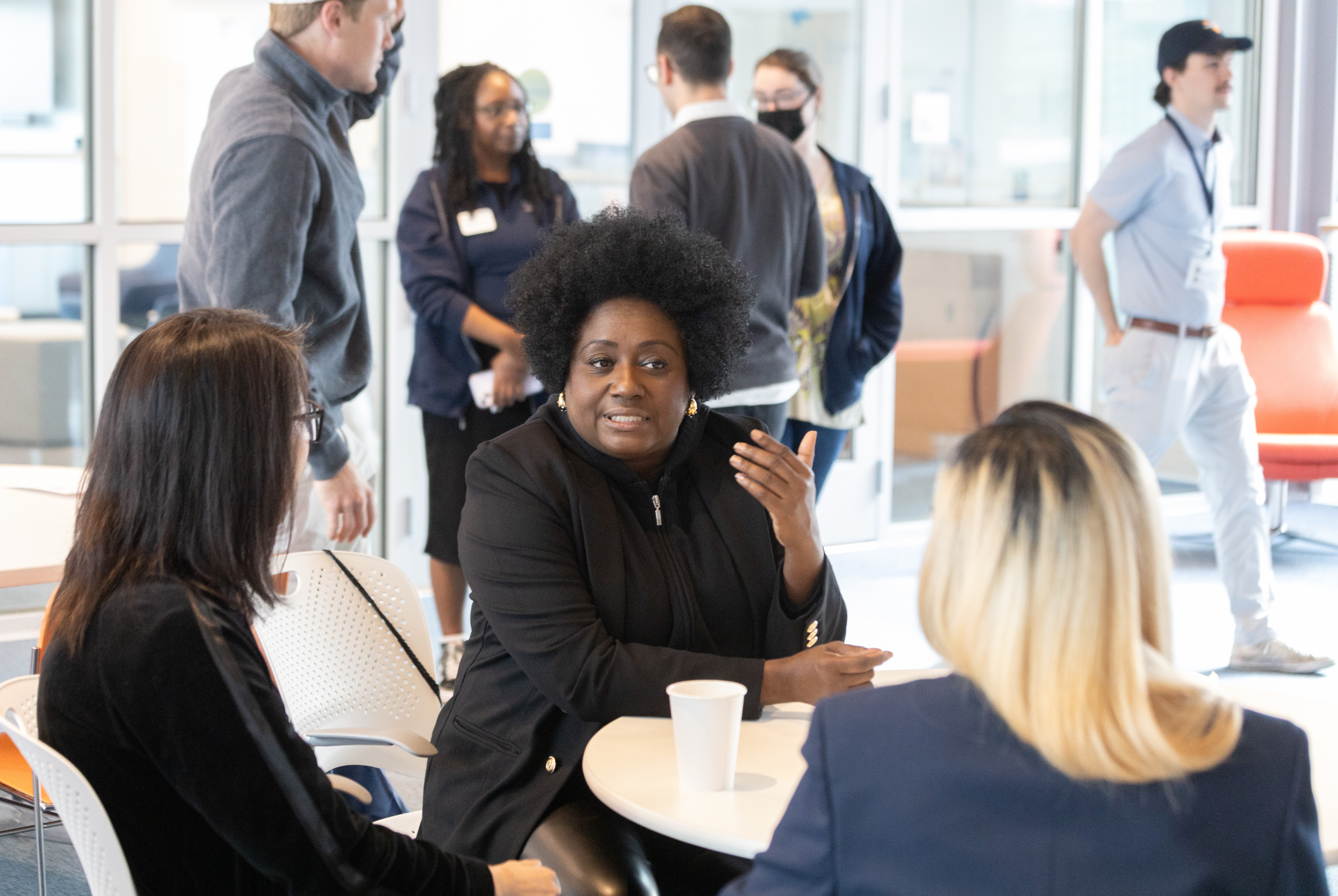 After kicking off the event with her opening remarks, Assistant Professor Renée Cummings sat down to answered questions from the student attendees.
