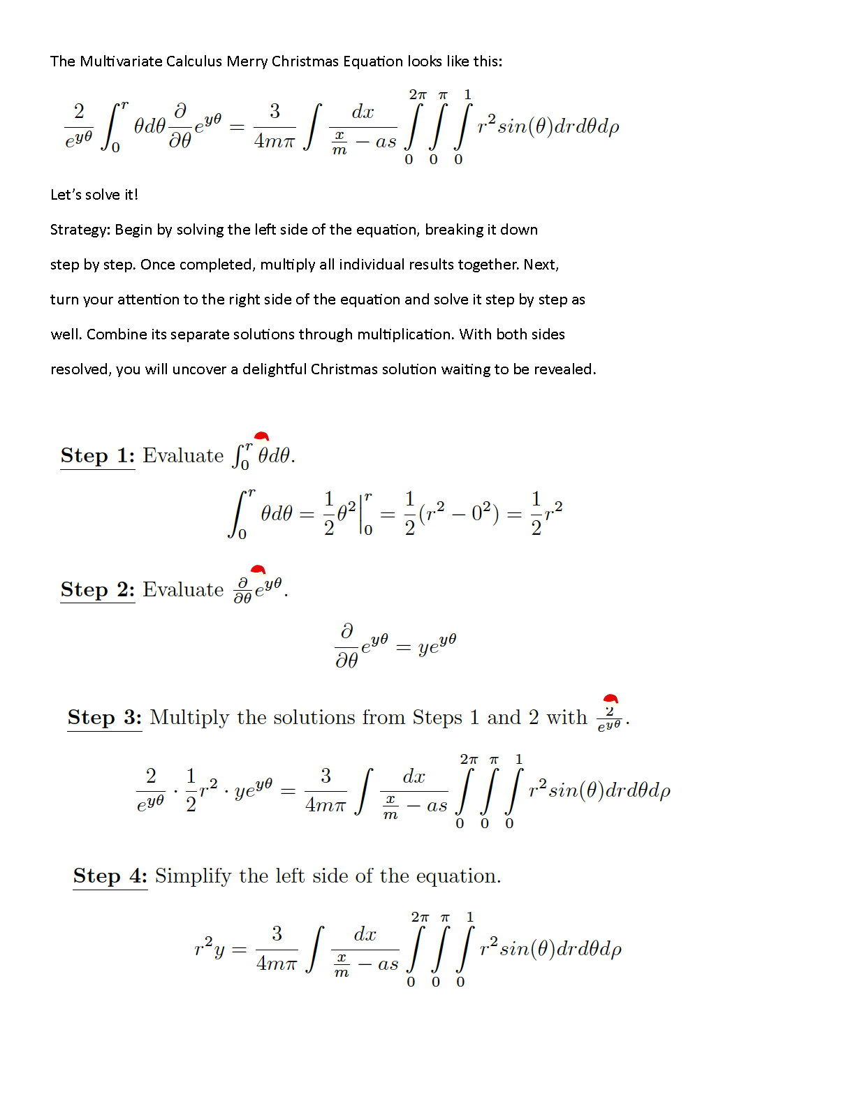 The Multivariate Calculus Merry Christmas Equation 
