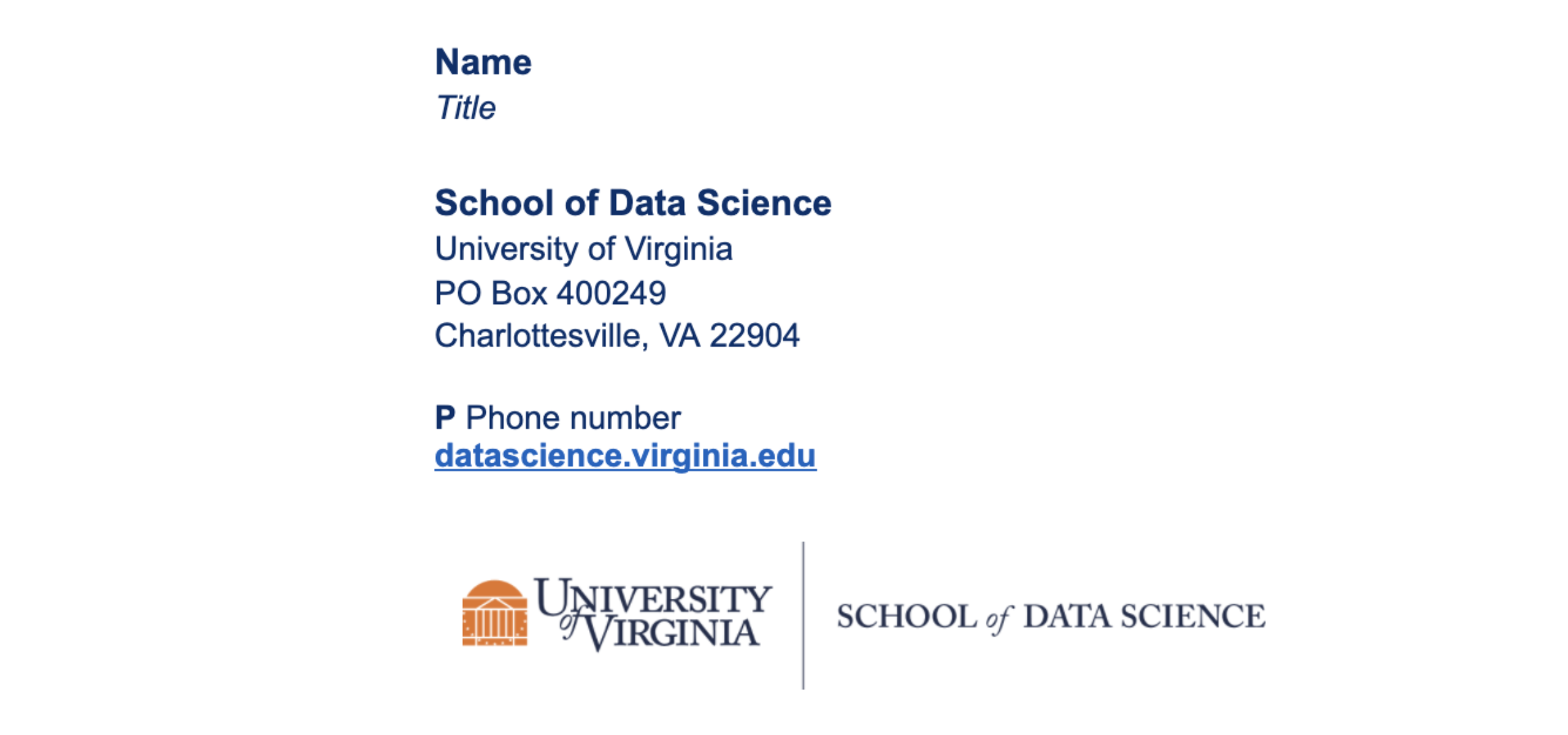 Email signature for School of Data Science