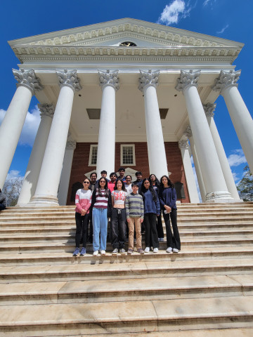 Data and Society Challenge participants pose in front of UVA's Rotunda.