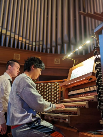 UVA Data Science student Bernard Gonzales plays the organ