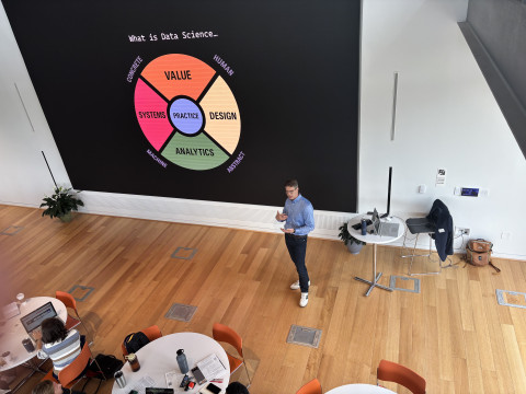 Brian Wright shared the principles of data science during his talk at the Data Science & Education Workshop.