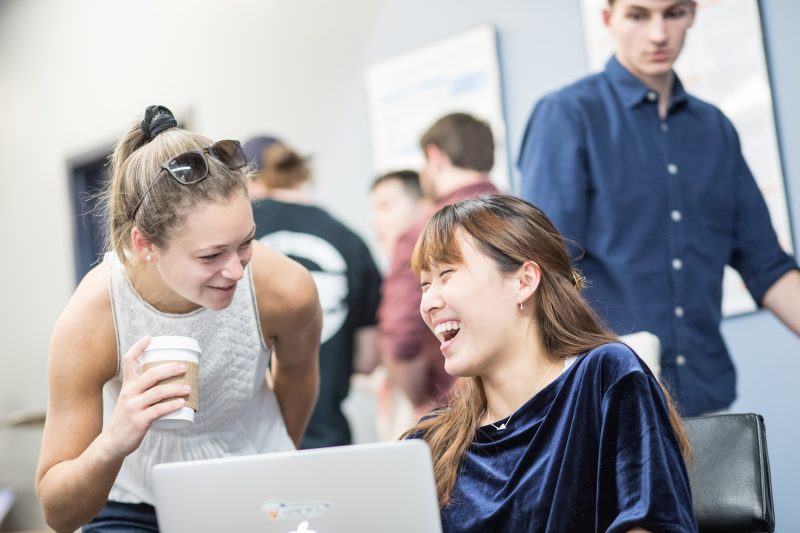 Student and mentor enjoying data science