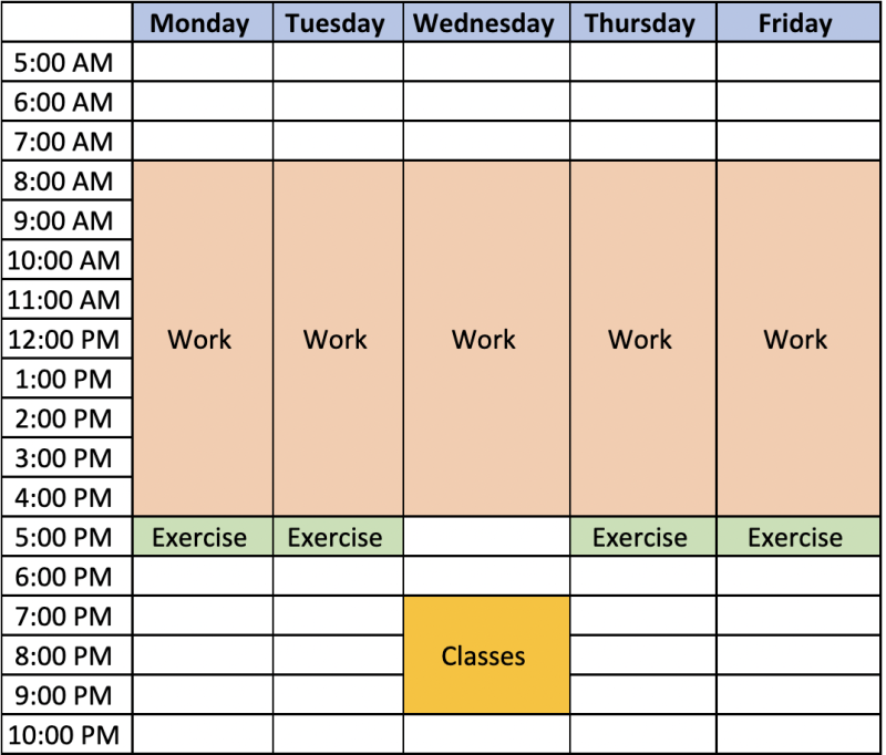 Suraj weekly schedule