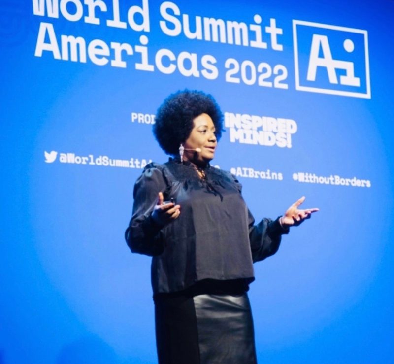 Renee Cummings speaking at World Summit