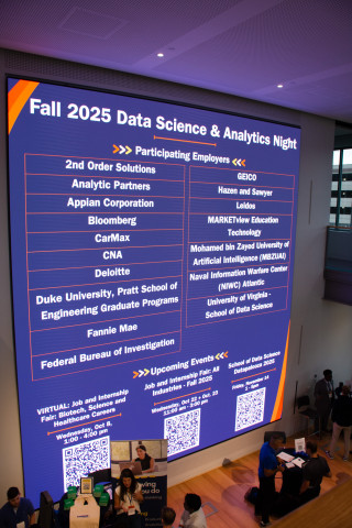 UVA Data Science Capital One Hub Screen with listings of employers from Data Science Analytics Night