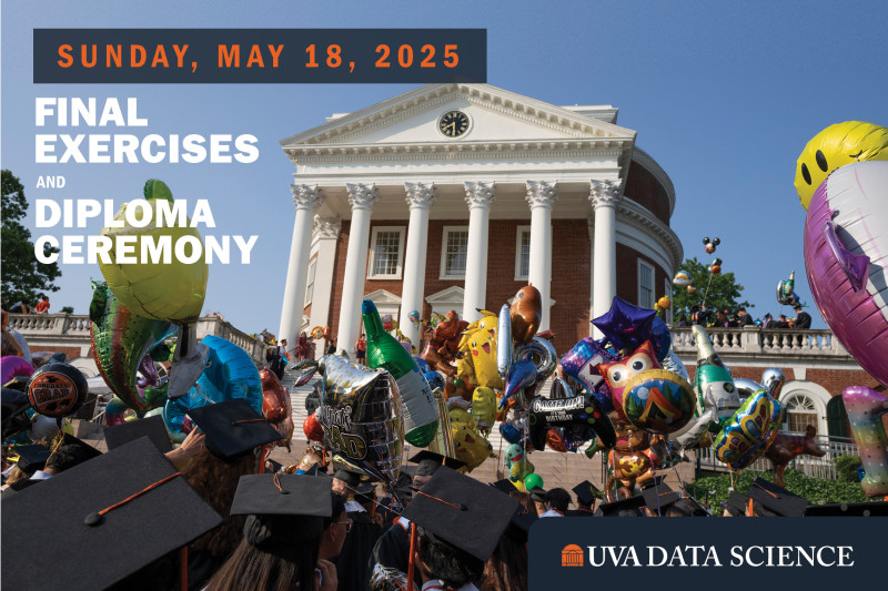 UVA Final exercises, students graduating with the Rotunda in the background