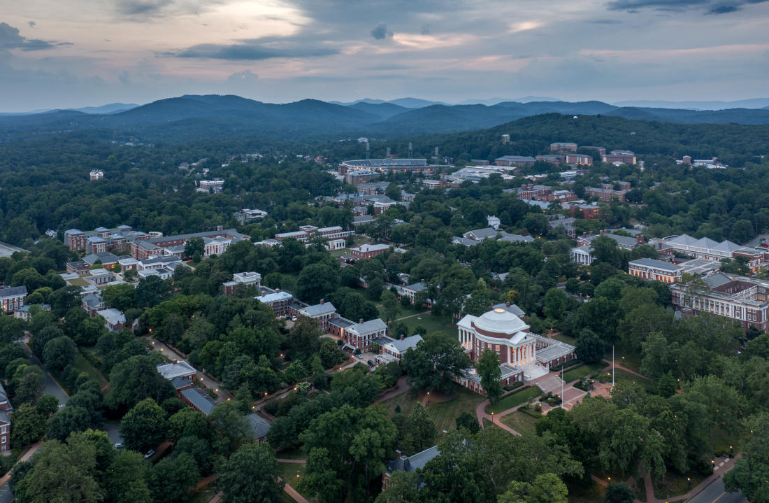 University of Virginia and surrounding area aerial view