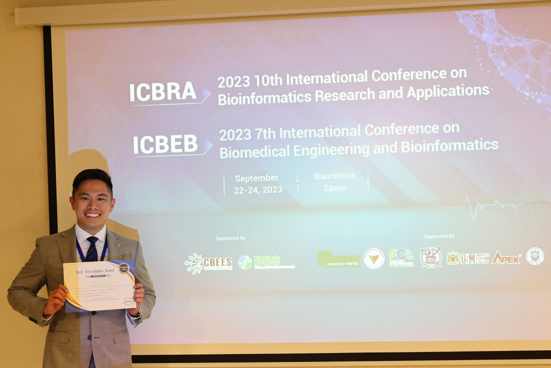 Kevin Lin receives ICBRA "Best Presentation Award."