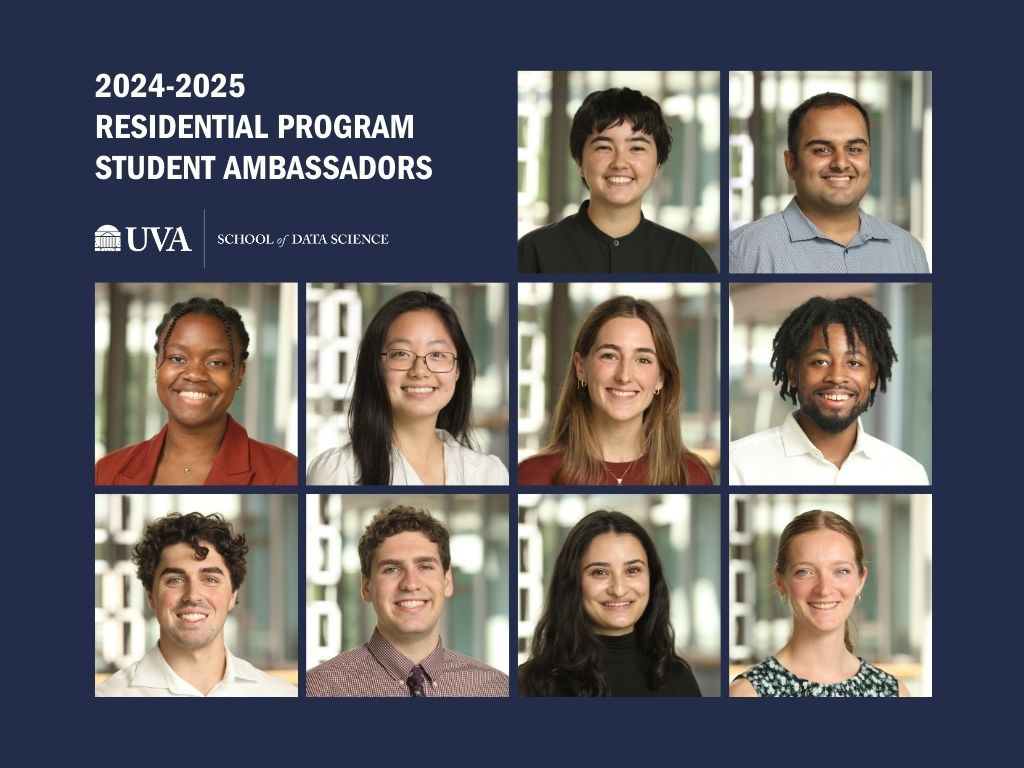 Photo collage of ten UVA Data Science Ambassadors in the Master's program