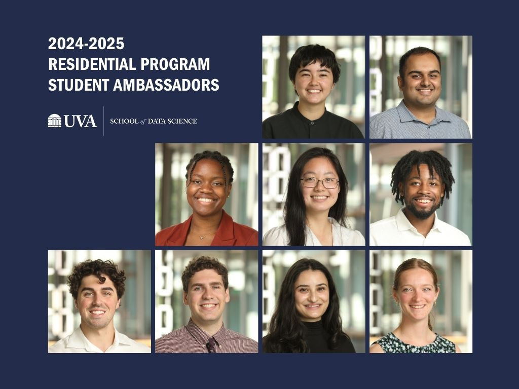 UVA Data Science MSDS residential student ambassadors collage of headshot photos