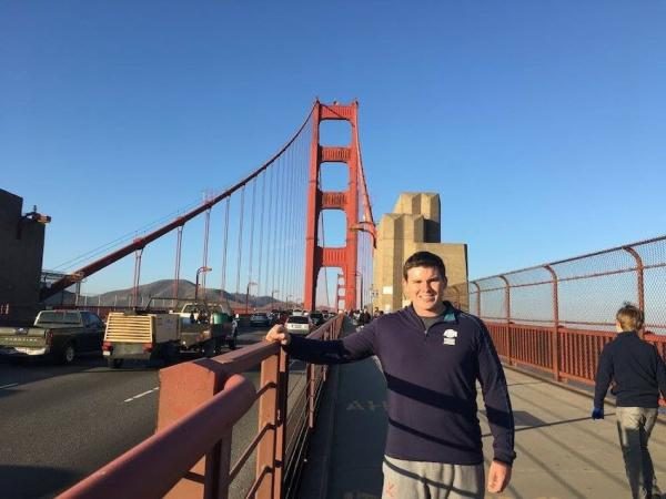 Online MSDS Student Andrew Hogue at the Golden Gate Bridge