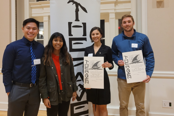 The Raven Society Induction with four students from School of Data Science