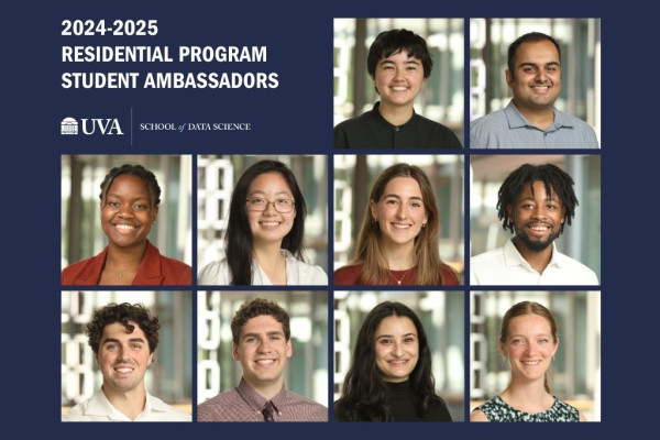 Photo collage of ten UVA Data Science Ambassadors in the Master's program