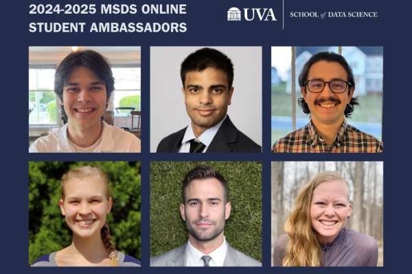 Collage photo of 6 people smiling, MSDS Online Student Ambassadors, 4 men, two women