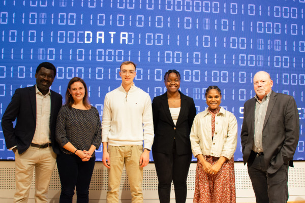 Image of six of the seven participants in Double Take: Data Science Edition.