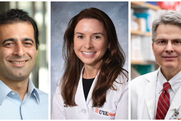 Photos of Heman Shakeri, Dr. Emily Ninmer, and Dr. Craig Slingluff.