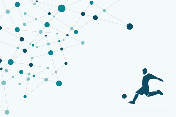 illustration of data points connected with soccer player