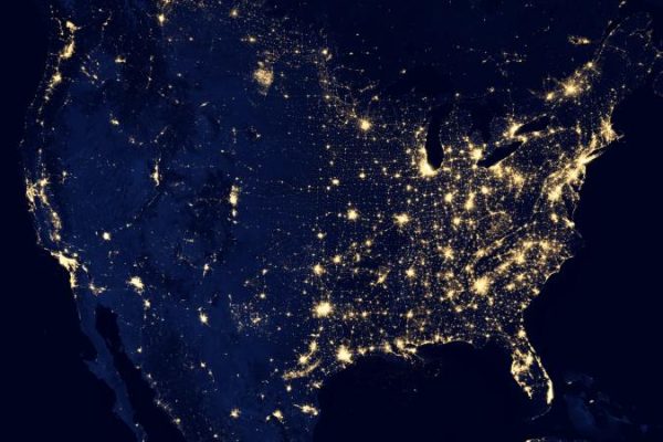 Image of the U.S. with lights